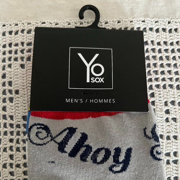 NEW with tags YoSox grey, red, navy, white & yellow socks men’s size 7-12 rare - Picture 2 of 9